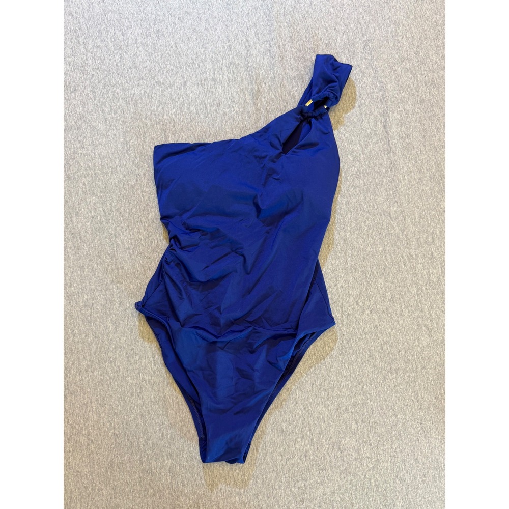Trina Turk Womens Royal Blue One Shoulder Ruched One Piece Swimsuit Size 6